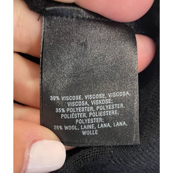 Knitted & Knotted Black Wool Blend Wrap Front V-Neck Sweater Size Large - Picture 9 of 11